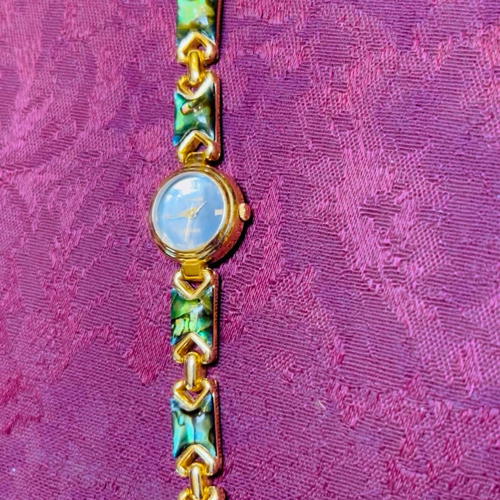 SUPER SALE Gorgeous Vienna Ladies Abalone Gold Link Quartz Watch (Extra Link)